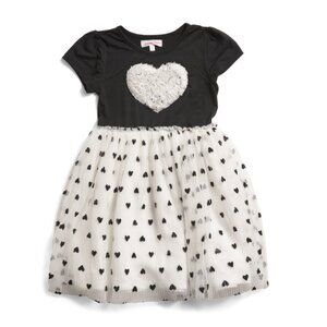 YOUNG HEARTS Black/white Girls 2pc Sweatshirt And Tutu Set With Hair Clips